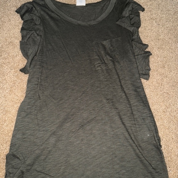 We The Free Charcoal Ruffled Sleeve Blouse - Picture 1 of 5